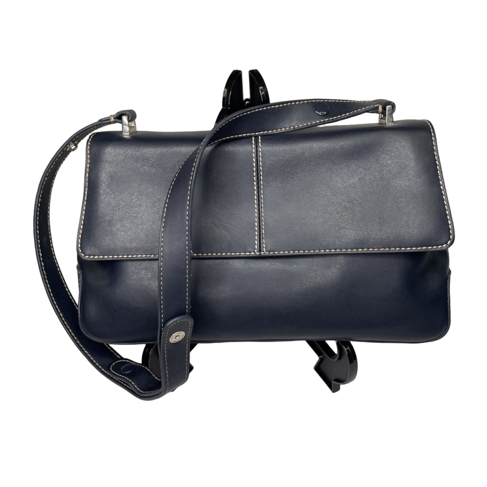 Vintage LIZ CLAIBORNE Y2K Navy Blue Satchel Houndstooth Shoulder Bag